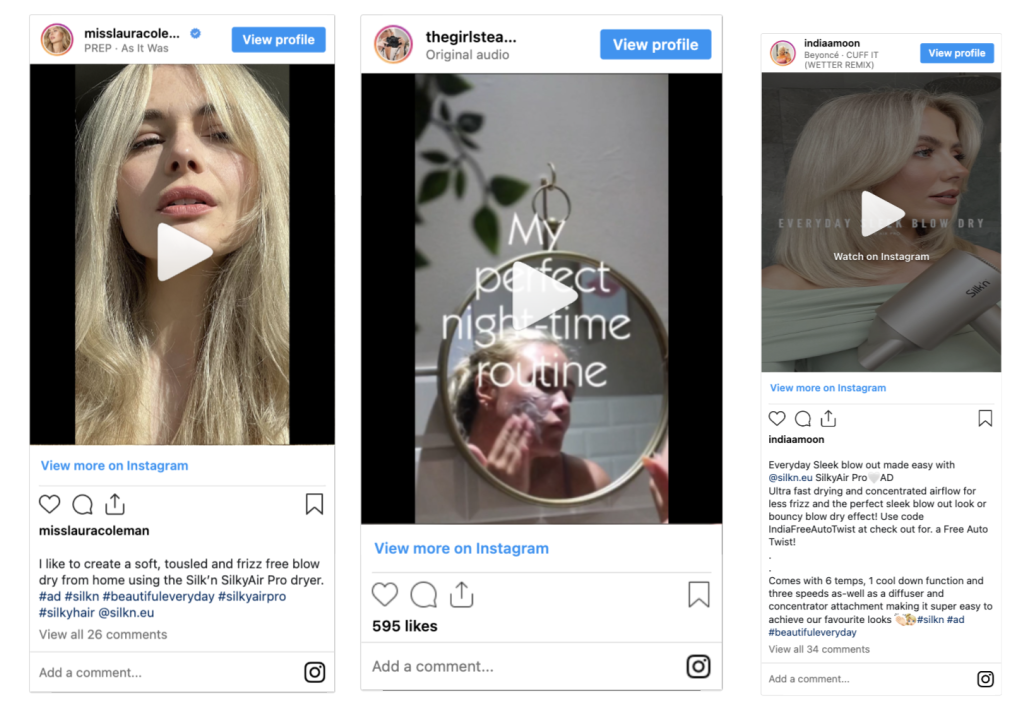 instagram influencers silkn content