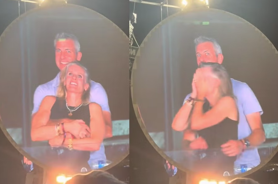 Astonomer CEO and the company's Head of People are caught on a kiss cam at a Coldplay concert