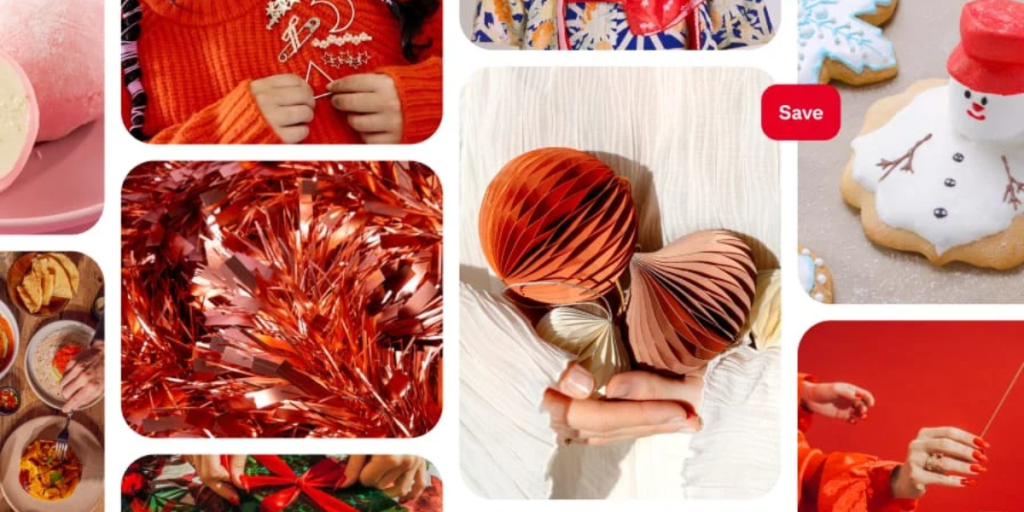 A screenshot of Pinterest pins with a festive theme.