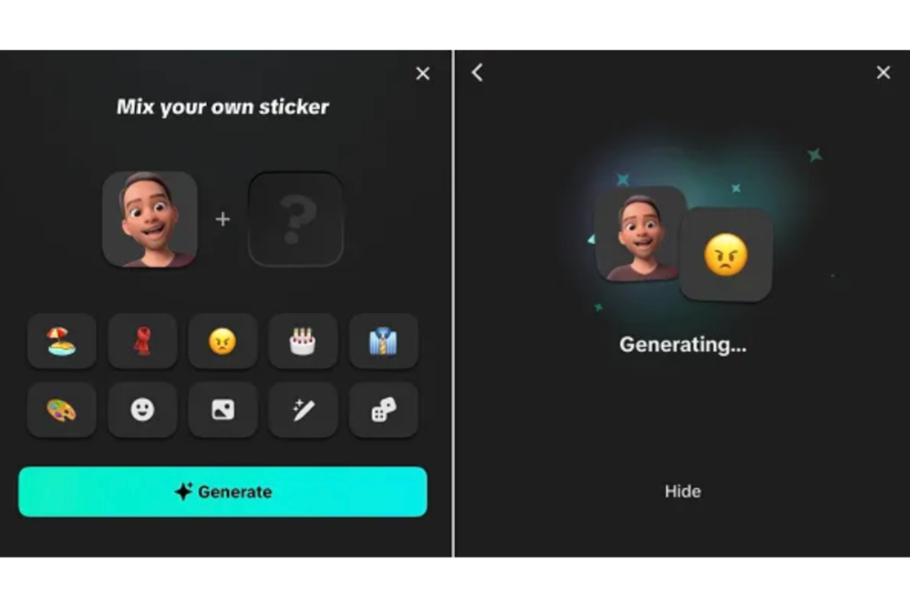 A screenshot of the new TikTok AI sticker feature.