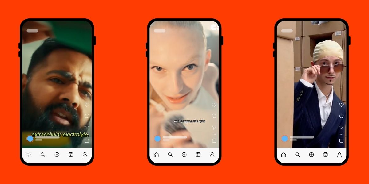 An image showing three phones, with screenshots of the best brands on social media.