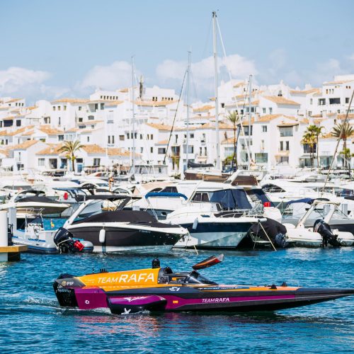Spacesuit-Media-Adam-Pigott-485864 |Driver: Cris Lazarraga|Driver: Tom Chiappe|Number: 09|Team: Team Rafa|Car: E1 Race Bird||Photographer: Adam Pigott|Event: Puerto Banus GP|Circuit: Puerto Banus|Location: Marbella|Series: E1 Series|Season: 2024|Country: Spain|Keyword: season 1|Keyword: season one|Keyword: S1|Keyword: photography|Keyword: photos|Keyword: images|Keyword: motorsport|Keyword: powerboat racing|Keyword: boat|Keyword: 2024|Keyword: Costa del Sol|Keyword: June|Keyword: E1 Series Photography|Keyword: marine|Keyword: boat racing|Keyword: Nueva Andalucia|
